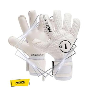 Imagem de N1 Goalkeeper gloves Cronos SSG Pro Luvas de Goleiro Adulto para Futebol Profissional de Látex Alemão. Corte Híbrido e Renda Standard. Antiderrapante e Respirável. Fecho Elástico. Branco. 8