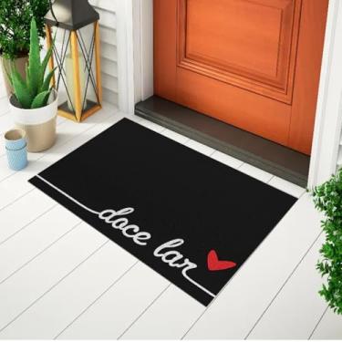 Imagem de Tapete Capacho Divertido Decorativo Para Porta Frase - Doce Lar Coração Vermelho Ca288