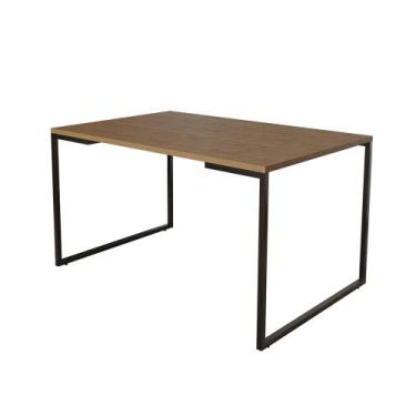 Imagem de Mesa de Jantar Industrial 6 Lugares Amêndoa 140x90 Base Aço Preto - CA