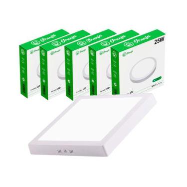 Imagem de Kit 10 Luminária Painel Plafon Led 25W Quadrado Redondo Sobrepor - GRA
