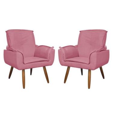 Imagem de Kit 02 Poltronas Decorativa Emília Plus Suede Várias Cores - Ds Estofa
