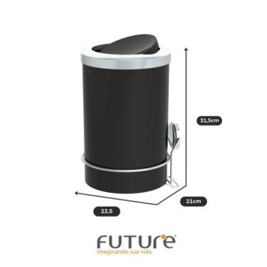 Imagem de Lixeira Basculante 8l Redonda Com Suporte Adesivo - Future Industria M