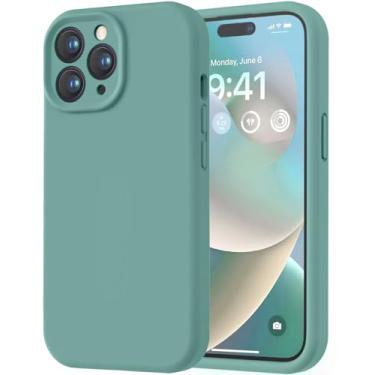 Imagem de LOVE 3000 Capa projetada para iPhone 14 Pro, silicone premium com forro de microfibra macio antiarranhões, capa protetora à prova de choque para homens, mulheres e meninas de 6,1 polegadas, verde