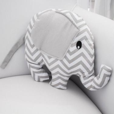 Imagem de Almofada Decorativa  Elefante - Laura Baby, Chevron Cinza