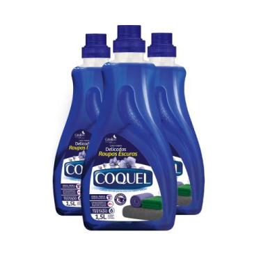 Imagem de Kit 3 Lava Roupas Líquido Coquel Roupas Escuras 1,5L Cada - CasaKm