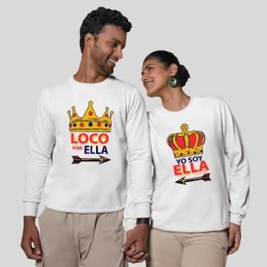 Imagem de Kit 2 Blusas Frio Moletom Careca Sem Capuz Casal Namorados Loucos - MP