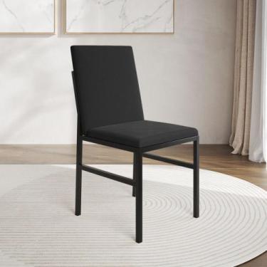 Imagem de Cadeira de Jantar Estofada Mônaco Veludo Preta - NEW GREEN, PRETO