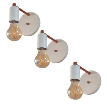 Imagem de Kit 3 Arandelas Parede Industrial Vintage Luxo Branco/Cobre - Poli Luz