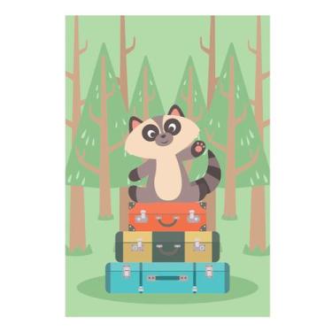 Imagem de Placa Decorativa MDF Animais Guaxinim Viajante 30x40cm - Quartinhos