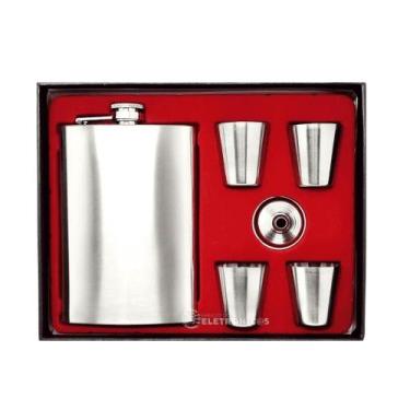 Imagem de Kit Cantil Porta Bebidas Mini Funil, Com 4 Copo Shot Presente Pai DY88