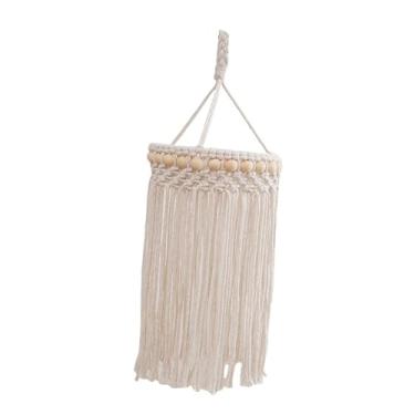 Imagem de IEUDNS Abajur boêmio para lâmpadas, feito à mão, tapeçaria tecida, abajur de macrame, capa de luz pendente suspensa boho para canto, quarto, Style C