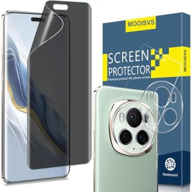 Imagem de MOOISVS Pacote com 2 + 2 protetores de tela para Honor Magic 7 Lite/X9c/X60 Pro [Sem vidro] + protetor de lente de câmera de vidro temperado, película de TPU flexível para desbloqueio de impressão
