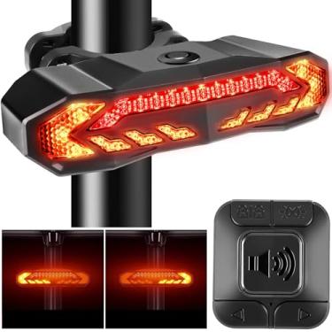 Imagem de Lanterna traseira inteligente para bicicleta com luz de seta à prova d'água IP65 lanternas traseiras de bicicleta recarregável por USB ultra brilhante aviso de segurança antirroubo lanterna traseira