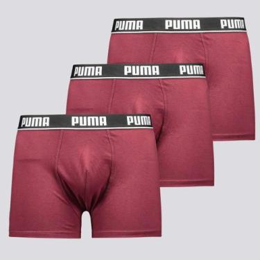 Imagem de Kit de 3 Cuecas Puma Boxer Cotton Bordô, P