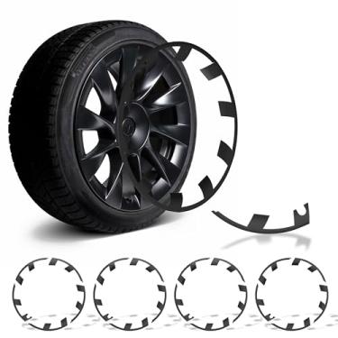 Imagem de SUPERLIT Protetor De Aro De Roda Rimtek Tesla Model Y 21 Uberturbine - Proteção Definitiva Contra Escoriações Na Calçada - Acabamento Preto Fosco Elegante - Combinação Perfeita Para Design De Roda