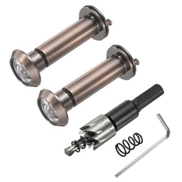 Imagem de PATIKIL Visualizador de porta de 9/40.6 cm, visor de porta de privacidade de cobre de 2 peças com capa de privacidade, 180 graus serve para porta de 1-3/20.3 cm a 2-3/20.3 cm com broca de 14 mm/0,55"