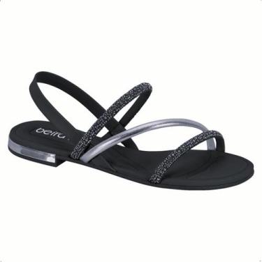 Imagem de Sandalia Rasteira Chinelo Lançamento Beira Rio, Preto c, Prata, 38