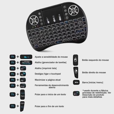 Imagem de Mini Teclado Touchpad Wireless Usb Smart Tv Luminoso Led
