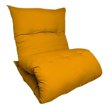 Imagem de Colchonete Futon Colchão Solteiro Dobrável Enrolável Decorativo Almofada (Mostarda)