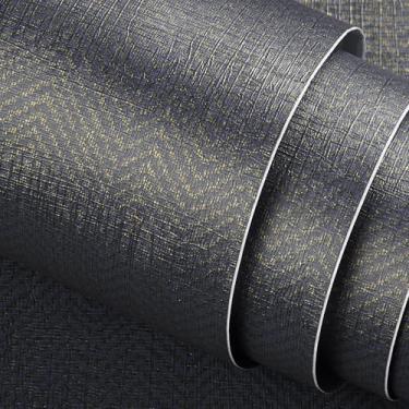 Imagem de Stickyart Papel de parede azul jeans de 30,5 x 406,4 cm, papel de parede de pano de grama azul dourado autoadesivo removível tecido de grama papel de contato cozinha quarto banheiro papel de parede