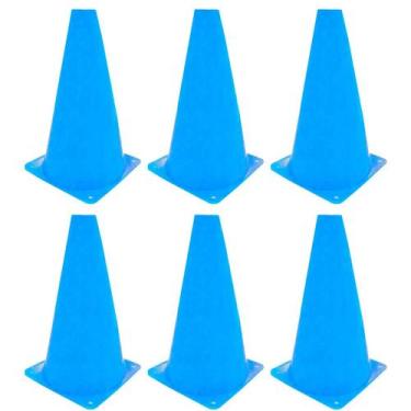 Imagem de 6x Mini Cone Sinalização Esportivo 23cm Agilidade Treino AZUL - 365 SP