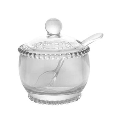 Imagem de Açucareiro de Cristal Pearl Transparente com Colher Bolinha 11cm Wolff