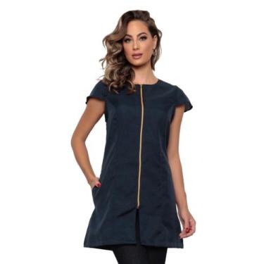 Imagem de Jaleco Manga Curta com Zíper Azul Marinho Lala - Gardenia Jalecos, GG