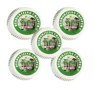 Imagem de QliHut Desodorizador Redondo Para Geladeira (Pacote Com 5) Carvão Ativado Natural E Sem Perfume - Eliminador De Odores Freezers Refrigeradores