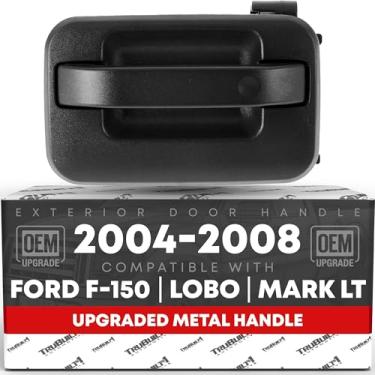 Imagem de Maçaneta de porta do motorista traseira externa, metal atualizado - compatível com Ford F-150 2004-2014, Ford Lobo 04-14, Lincoln Mark LT (México) - preto texturizado - OEM 4L3Z-1626605-BAA-MT