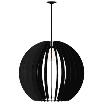 Imagem de Luminária Teto Tipo Pendente Cupula Mdf Completa - Preta