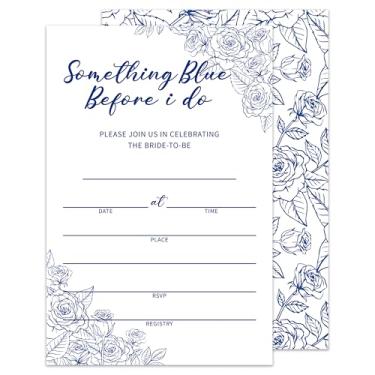 Imagem de Convites de chá de panela rosa, algo azul antes de eu fazer convites de chá de panela, convites de casamento estilo preenchimento com envelopes (25 conjuntos)-Bri12