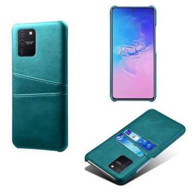 Imagem de Capas Compatível com Samsung Galaxy M80s,Caso de couro PU-Tampa de telefone a prova de choque com 2 slots de cartão,Proteção anti-impressão digital e anti-gota-Green