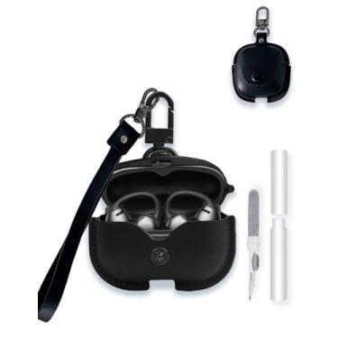 Imagem de Capa para fone de ouvido SHOKZ OpenDots ONE E310 com clipe de orelha Bluetooth, capa protetora de poliuretano macio estilo WUNIAK Business com chaveiro e kit de limpeza para homens e mulheres, pele à