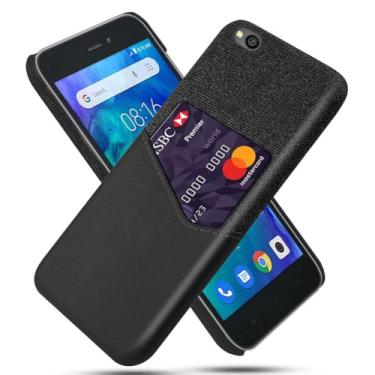 Imagem de Capa para Xiaomi Redmi Go,Tela e tampa de couro PU,Antideslizante,360°cobertura completa à prova de choque com 1 slot de cartão atrás,Prevenção de queda-Black