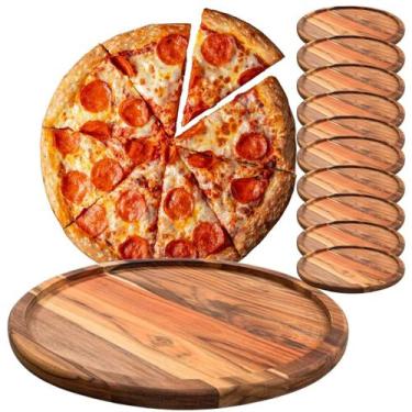 Imagem de Kit 10 Tábuas Suportes De Madeira 20Cm Para Cortar E Servir Pizzas - B