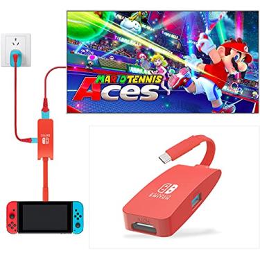 Imagem de GOPALA Substituição para Nintendo Switch Dock, Dock Switch 4K@60Hz, estação de ancoragem portátil para TV, 1080p 60Hz Nintendo Switch TV Dock para Nintendo Switch/OLED Steam Deck-Vermelho