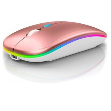 Imagem de Mouse Bluetooth Recarregável sem Fio Dupla Conexão, e USB, Wireless Mouse compatível com iPhone, MacBook,iPad,Laptop,PC,Notebook, Tablet,Ergonômico, Premium Yecna (Rosa_Ouro)