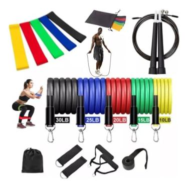 Imagem de Kit Ginastica Elástico Corda Treinamento Equipe Academia Completa Em Casa