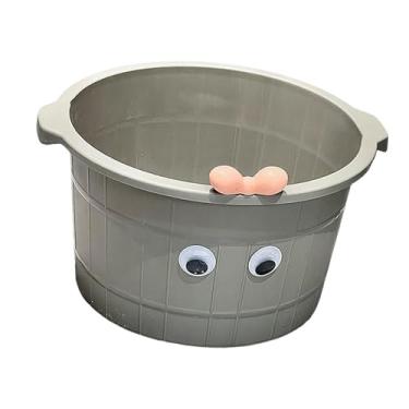 Imagem de Kokiya Bacia de massagem para os pés (8,66 polegadas de altura) leve com pontos de massagem, bacia multiuso para spa e pedicure para mulheres e homens, hotel, Cinza