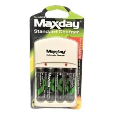 Imagem de Carregador De Pilhas Com 4 Pilhas Aa 4800 Maxday