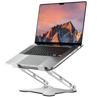 Imagem de Suporte de laptop ajustável para mesa, suporte de metal dobrável para laptop, suporte de resfriamento ventilado, suporte ergonômico para notebook para mesa compatível com laptops de 10 a 15,6