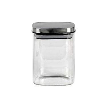 Imagem de Porta mantimento quadrado em vidro borossilicato com tampa em metal prata 800ml L10xP10xA14cm