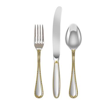 Imagem de Faqueiro 130 Peças em Aço Inox 18/10 3,5 Mm com Friso de Ouro Fracalanza - Full Fit