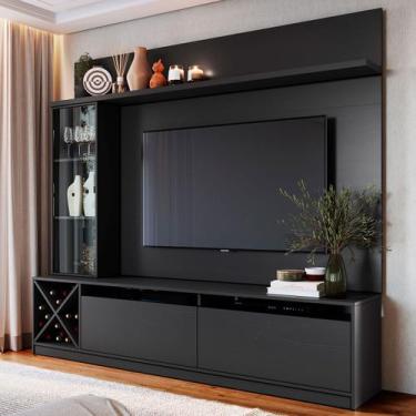 Imagem de Rack com Painel para TV Até 50 Polegadas Coliseu 3 Portas Preto - Pano