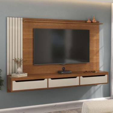Imagem de Painel para TV Até 75 Polegadas Luxo 3 Gavetas Cinamomo/Off White - Pn