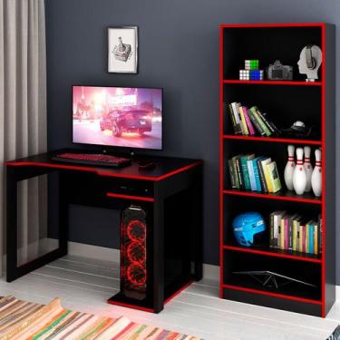 Imagem de Quarto Gamer 4 Prateleiras Preto/Vermelho - Pnr Móveis