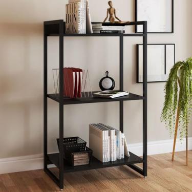 Imagem de Estante para Livros Industrial Aço 3 Prateleiras ônix/Preto - Panorama