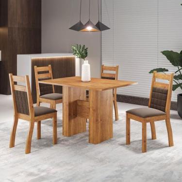 Imagem de Mesa de Jantar 4 Lugares Blanc Mel/Bombom - Viero Móveis, Marrom, Mode