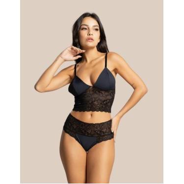 Imagem de Conjunto Sem Bojo Cassiane Lingerie Rendada Em Poliamida Conjunto Femi