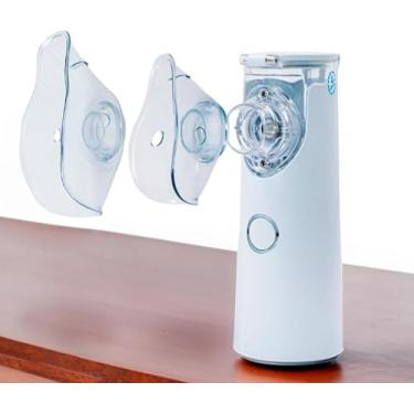 Imagem de Inalador Nebulizador Portátil Silencioso | Máscara Infantil e Adulto | Alimentação USB ou Pilhas AA | Compacto e Prático para Tratamento Respiratório em Casa, Viagens e Trabalho